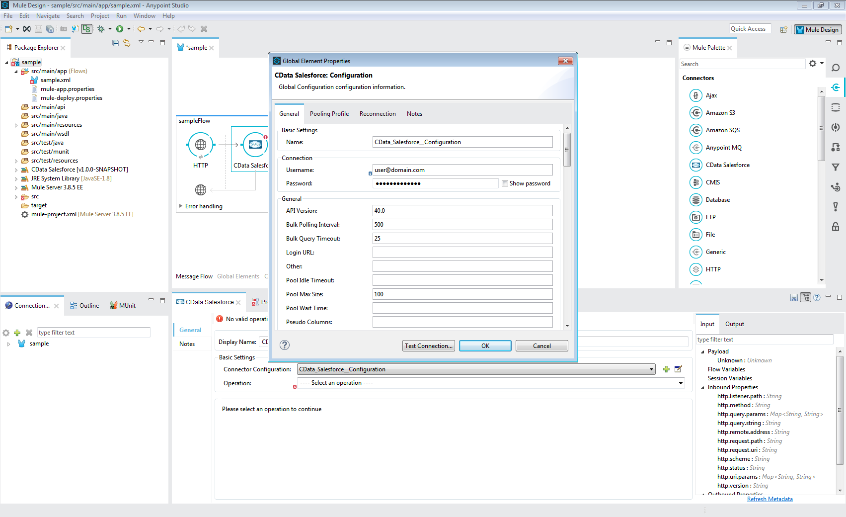 Add the CData Amazon S3 Connector and Configure the Connection (Salesforce is Shown)